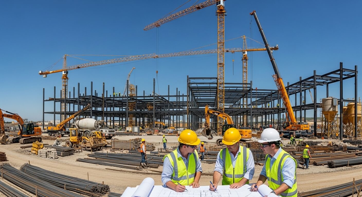 construction team reviewing plans demonstrating structured scheduling in complex projects